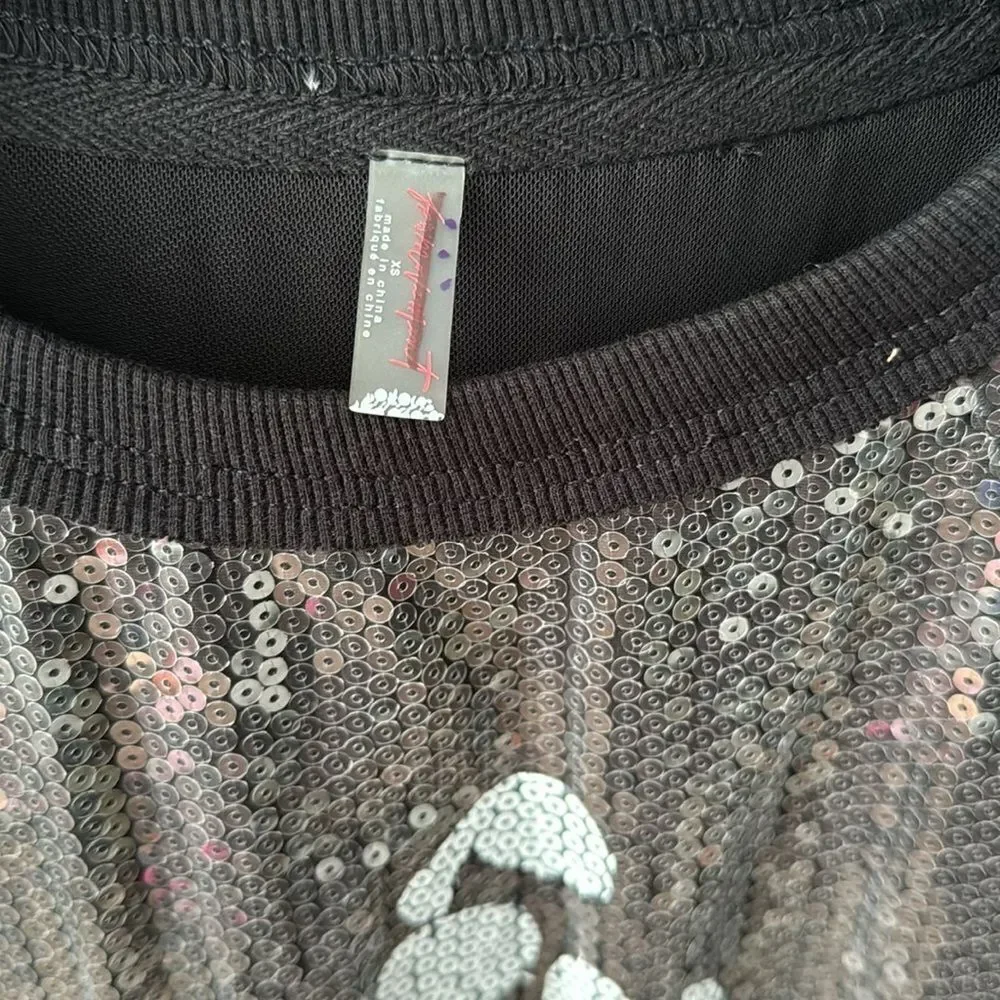 Free People Sequin Run Off TeeSize XS
